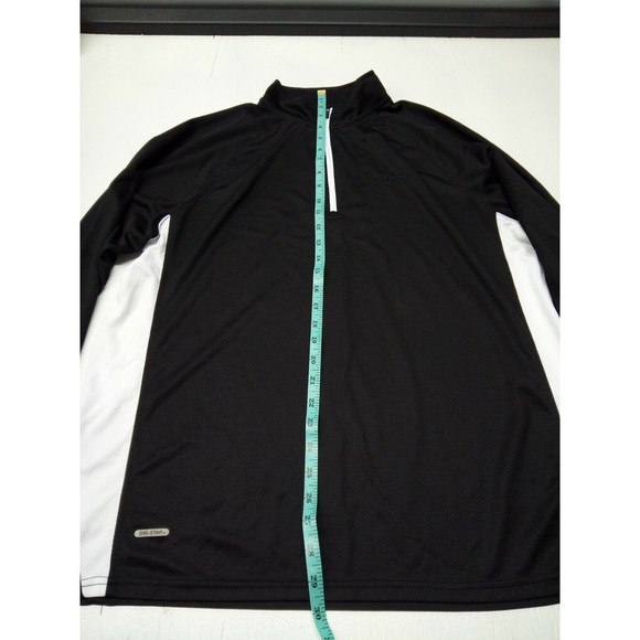 STARTER Dri Fit Men's Long Sleeve Shirt Running Mock Neck 1/4 Zip Black/White L - Picture 2 of 5